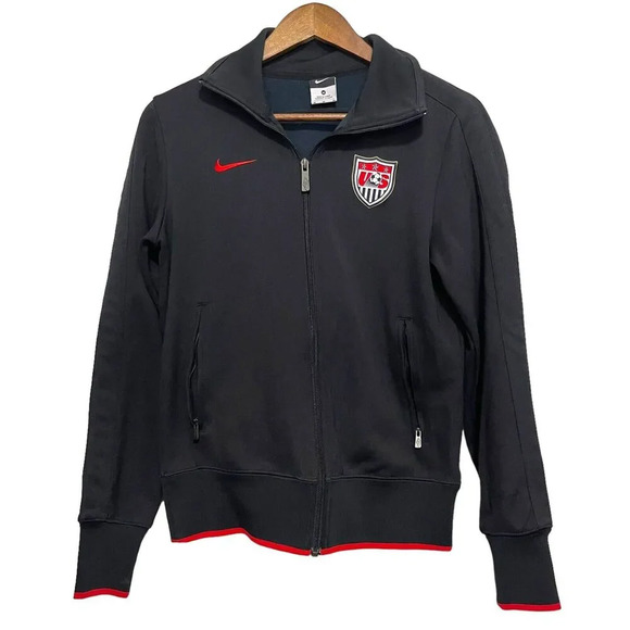 Nike Team USA Soccer Full-Zip Jacket Size Medium Black Red Trim Athletic - Picture 1 of 6